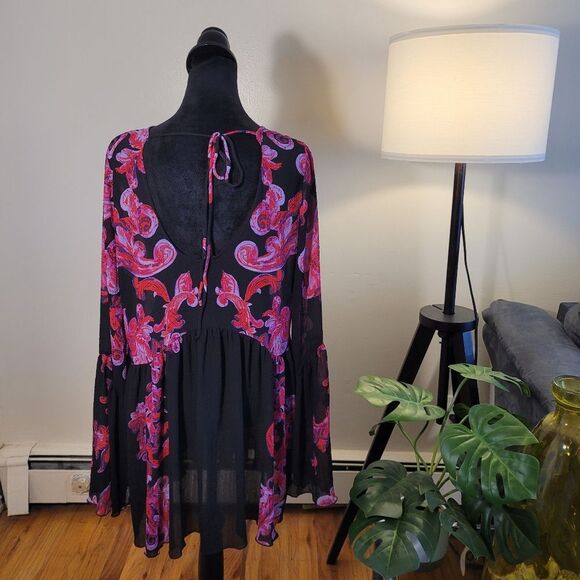 Free People Women's Pink & Black Dress - Picture 12 of 16